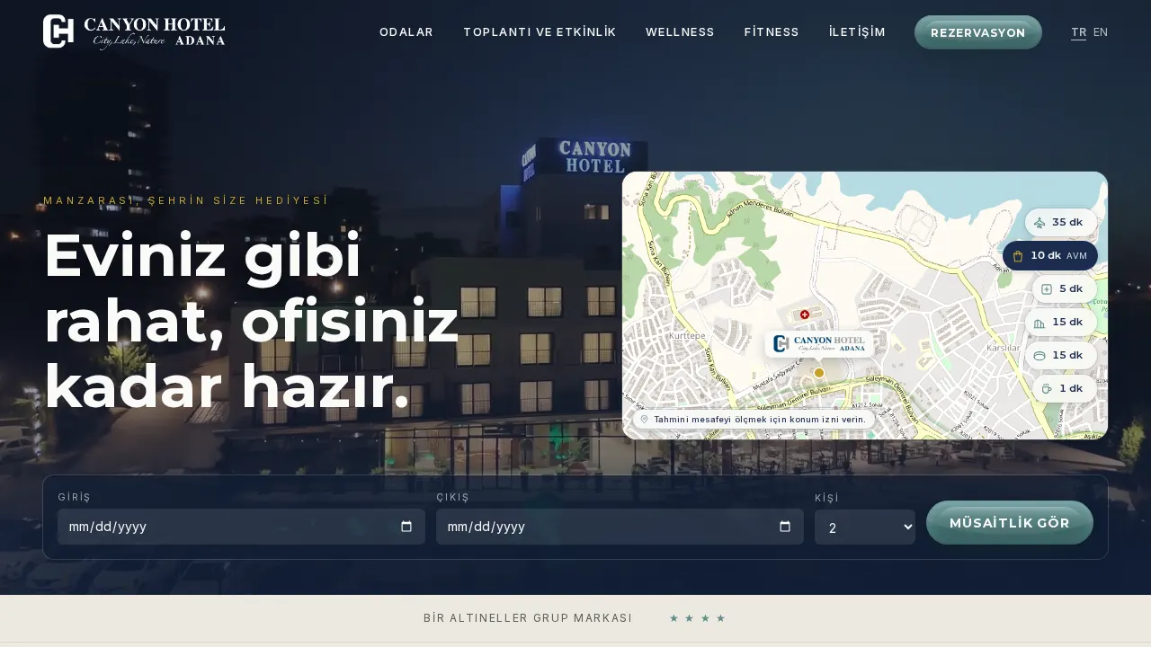 Canyon Hotel Website önizleme